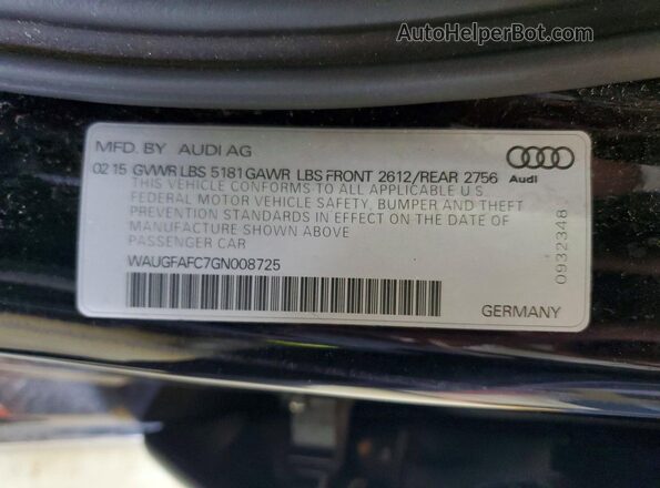 WAUGFAFC7GN008725 2016 AUDI A6 Black Вид підкапотного простору
