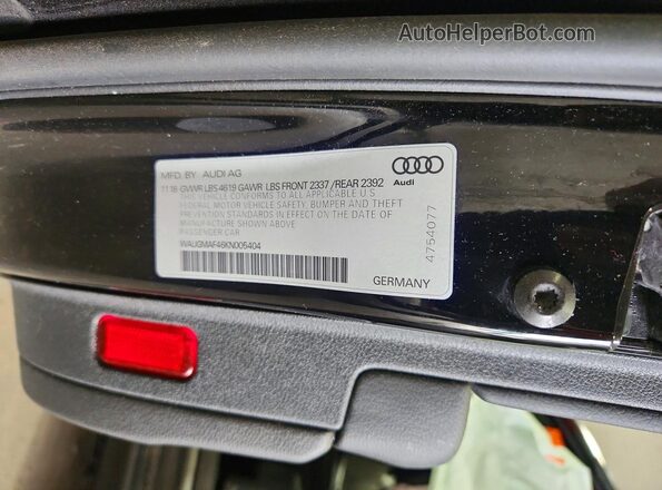WAUGMAF46KN005404 2019 AUDI A4 Black Vista del compartimento del motor