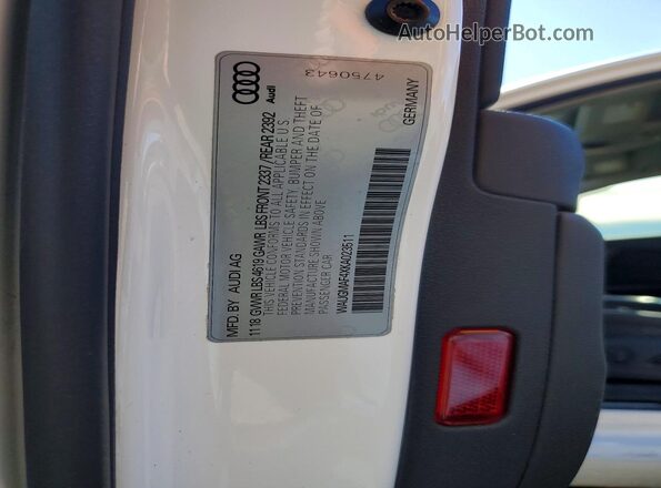 WAUGMAF4XKA023511 2019 AUDI A4 Белый Вид наклейки с VIN-кодом