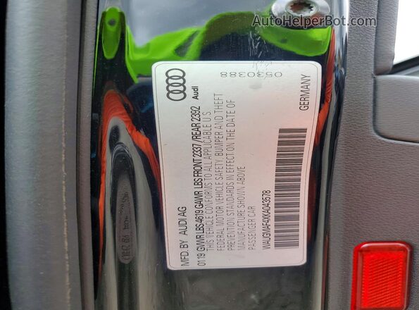 WAUGMAF4XKA043578 2019 AUDI A4 Черный 