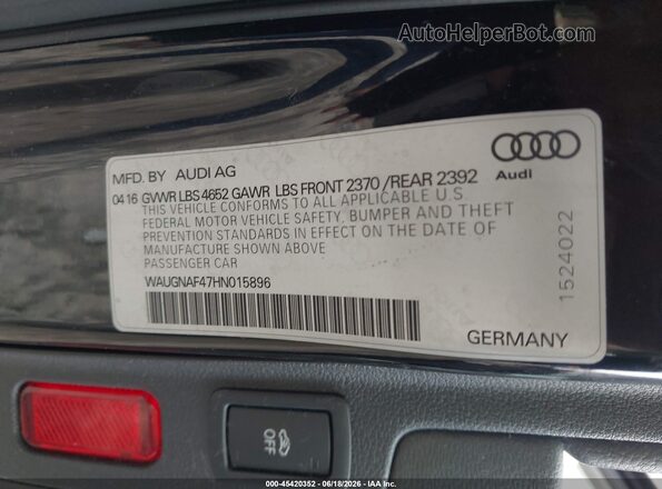 WAUGNAF47HN015896 2017 AUDI OTHER Black 