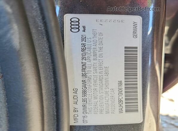 WAUH2BFC1GN061684 2016 AUDI S6 Gray ძრავის განყოფილების ხედი