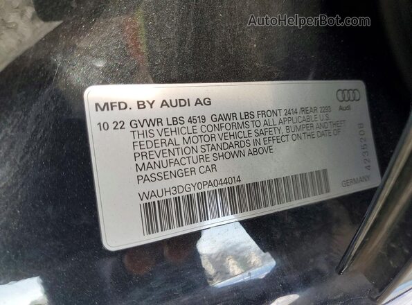 WAUH3DGY0PA044014 2023 AUDI S3 Black VIN sticker view