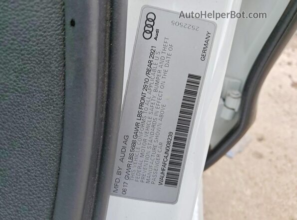 WAUHFAFC4JN008239 2018 AUDI S6 White Շարժիչի բաժամունքի տեսք