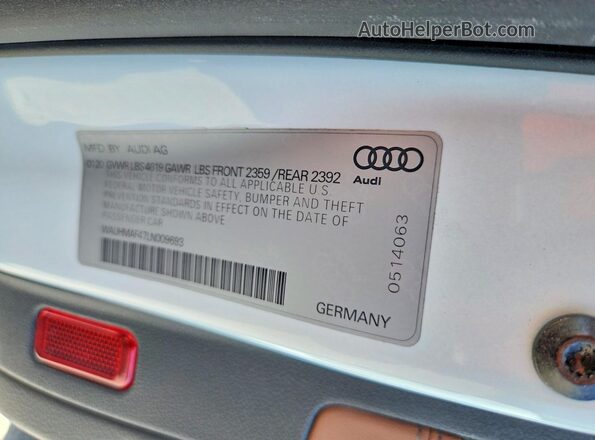 WAUHMAF47LN009693 2020 AUDI A4 White Շարժիչի բաժամունքի տեսք
