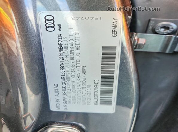 WAUJEGFF0KA089475 2019 AUDI A3 Charcoal Շարժիչի բաժամունքի տեսք