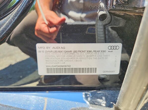 WAUJSAFD4GN008742 2016 AUDI S8 Black Vista del compartimento del motor