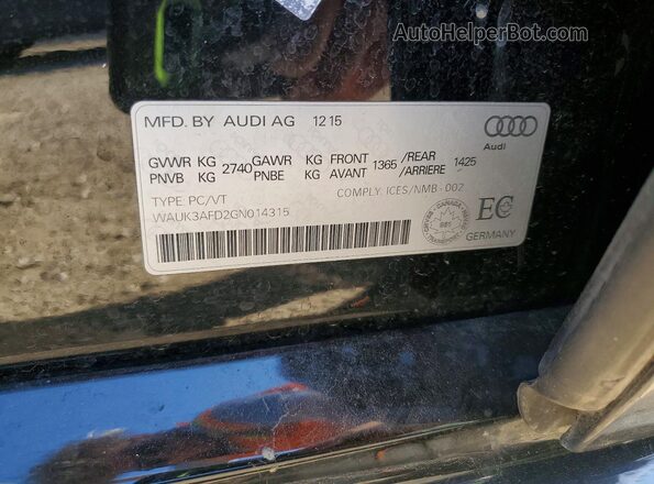 WAUK3AFD2GN014315 2016 AUDI A8 Black Widok komory silnika