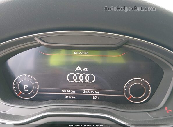 WAUKMAF44JN015356 2018 AUDI A4 White Вид задніх сидінь
