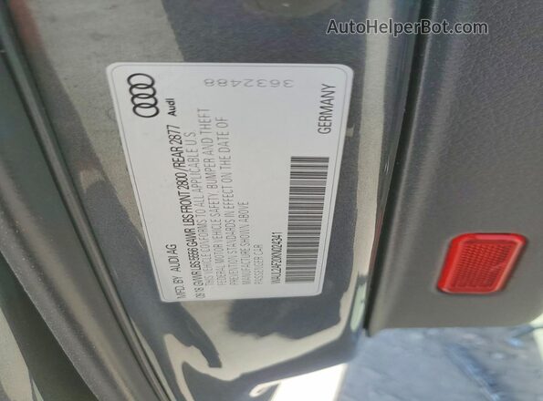 WAUL2AF20KN024341 2019 AUDI A6 Charcoal VIN կոդի պիտակի տեսք