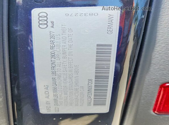 WAUL2AF20MN067208 2021 AUDI A6 Black Engine compartment view