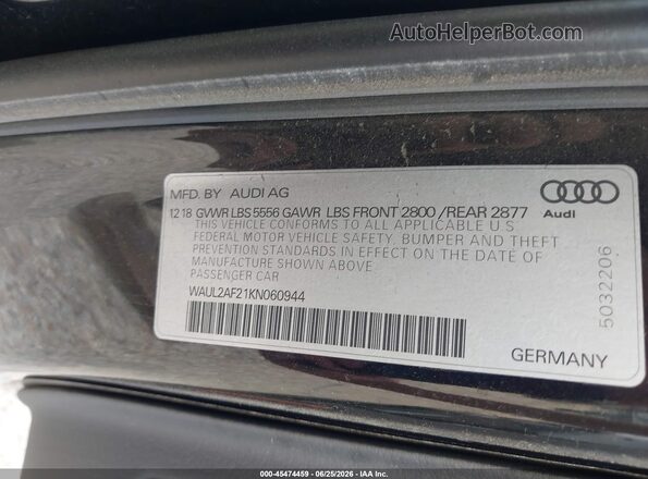 WAUL2AF21KN060944 2019 AUDI A6 Black Շարժիչի բաժամունքի տեսք