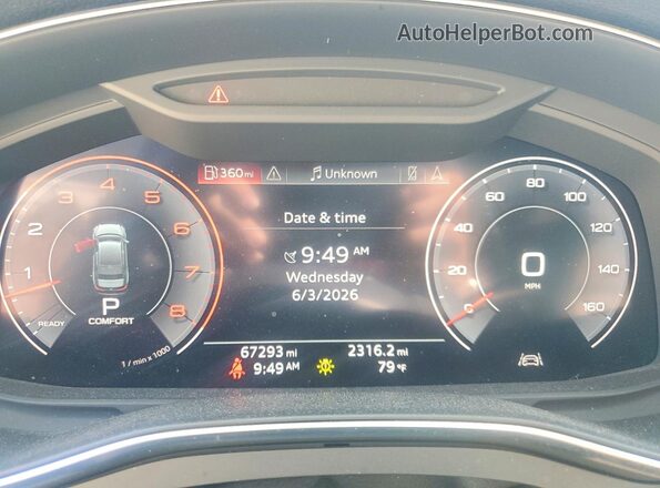 WAUL2AF22LN087586 2020 AUDI A6 Black Vista del cuadro de instrumentos