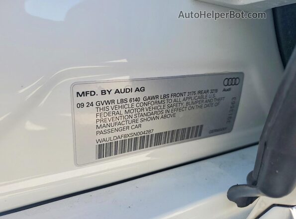 WAULDAF8XSN004287 2025 AUDI A8 Белый 