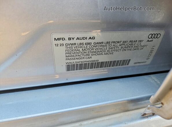 WAULSAF82RN008849 2024 AUDI S8 Silver Engine compartment view