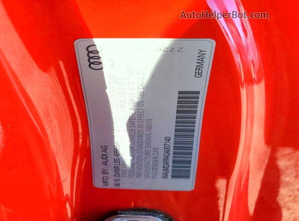 WAUM2AFR4GA007140 2016 AUDI A5 Красный 