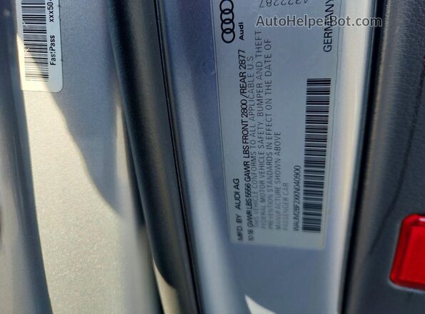WAUM2BF2XKN040900 2019 AUDI A6 Серебряный Вид наклейки с VIN-кодом