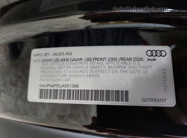 WAUPNAF55JA051348 2018 AUDI A5 Black 