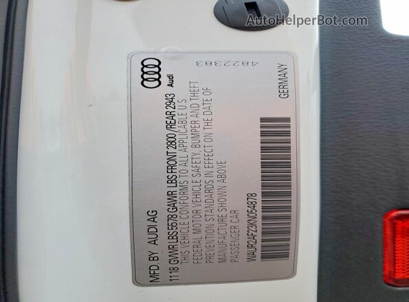 WAUR2AF23KN054878 2019 AUDI A7 White Widok komory silnika