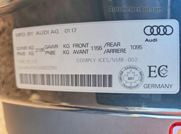 WAUR4AF52JA002250 2018 AUDI S5 Gray Շարժիչի բաժամունքի տեսք
