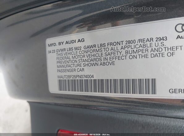 WAUT2BF25PN074004 2023 AUDI OTHER Серый Вид подкапотного пространства