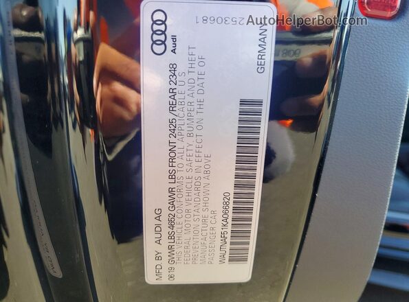 WAUTNAF51KA066820 2019 AUDI A5 Black Շարժիչի բաժամունքի տեսք