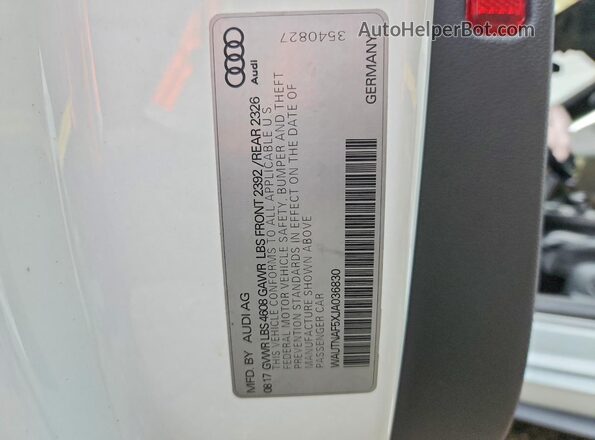 WAUTNAF5XJA036830 2018 AUDI A5 White Engine compartment view