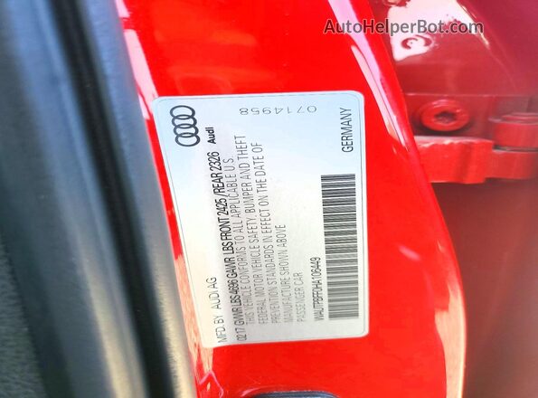 WAUTPBFF0HA106449 2017 AUDI A3 Red 