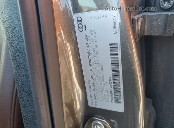 WAUTPBFF5GA092451 2016 AUDI A3 Brown VIN კოდის სტიკერის ხედი