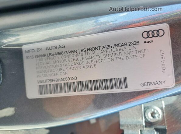 WAUTPBFF9HA059180 2017 AUDI A3 Gray 