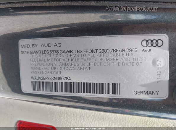 WAUV2BF23KN090784 2019 AUDI A7 Серый Вид подкапотного пространства
