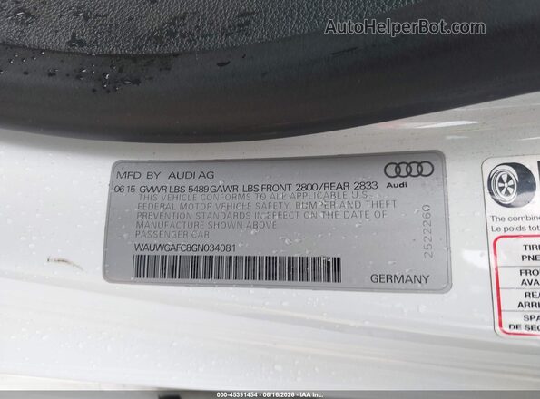 WAUWGAFC8GN034081 2016 AUDI A7 White Widok komory silnika