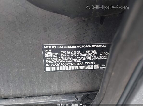 WB523CF00RCN58463 2024 BMW IX Gray Widok komory silnika