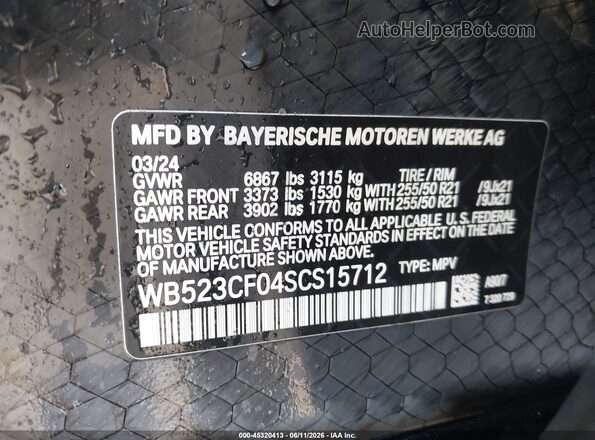 WB523CF04SCS15712 2025 BMW IX Black Engine compartment view