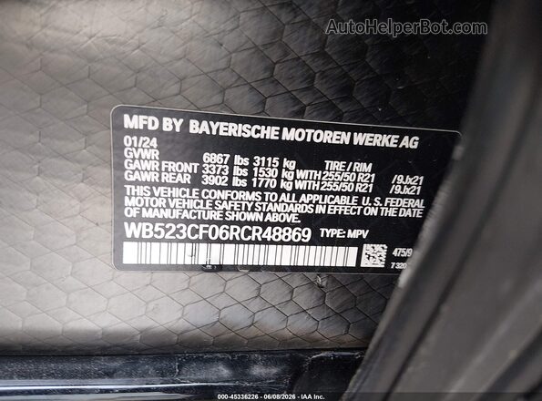 WB523CF06RCR48869 2024 BMW IX Black Вид підкапотного простору