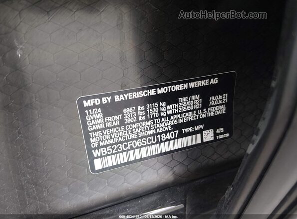 WB523CF06SCU18407 2025 BMW IX Black Engine compartment view