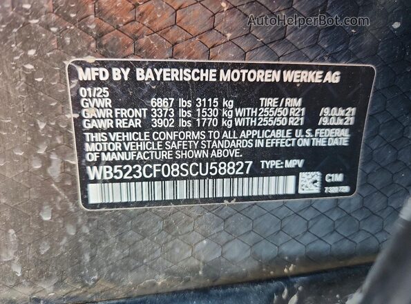 WB523CF08SCU58827 2025 BMW IX Синий Вид наклейки с VIN-кодом
