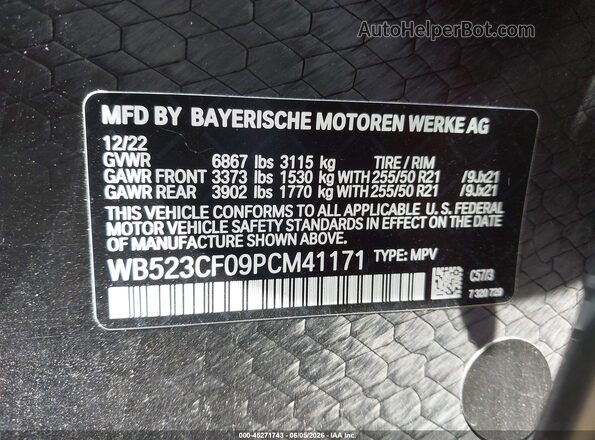 WB523CF09PCM41171 2023 BMW IX Maroon 