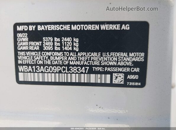 WBA13AG09PCL38347 2023 BMW 5 SERIES White ძრავის განყოფილების ხედი