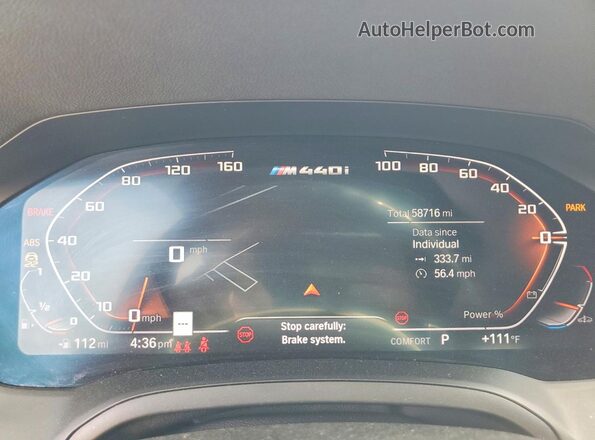 WBA13AR04MCF77185 2021 BMW M4 Charcoal Instrument cluster view