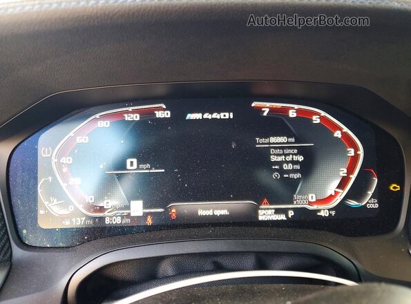 WBA13AR05MCG55313 2021 BMW M4 Blue Instrument cluster view