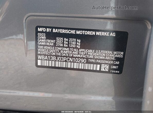 WBA13BJ03PCN10290 2023 BMW 5 SERIES Серый Вид подкапотного пространства
