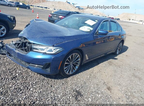 WBA13BJ05PCM01555 2023 BMW 5 SERIES Blue Առջևի ձախ երեք քառորդ տեսարան