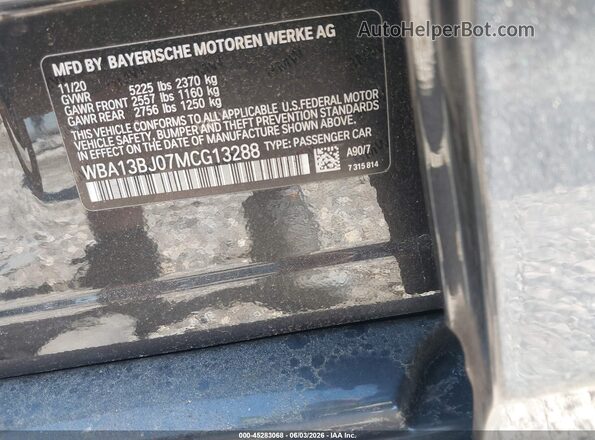 WBA13BJ07MCG13288 2021 BMW 7 SERIES Gray 
