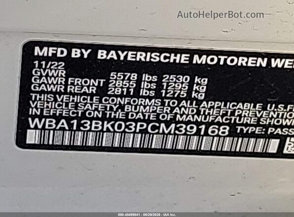 WBA13BK03PCM39168 2023 BMW M5 Белый Вид подкапотного пространства