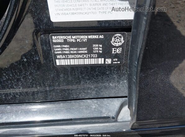 WBA13BK09NCK21703 2022 BMW M5 Black ძრავის განყოფილების ხედი