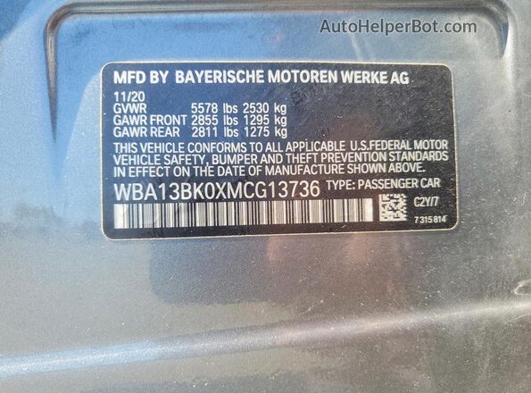 WBA13BK0XMCG13736 2021 BMW M5 Gray ძრავის განყოფილების ხედი