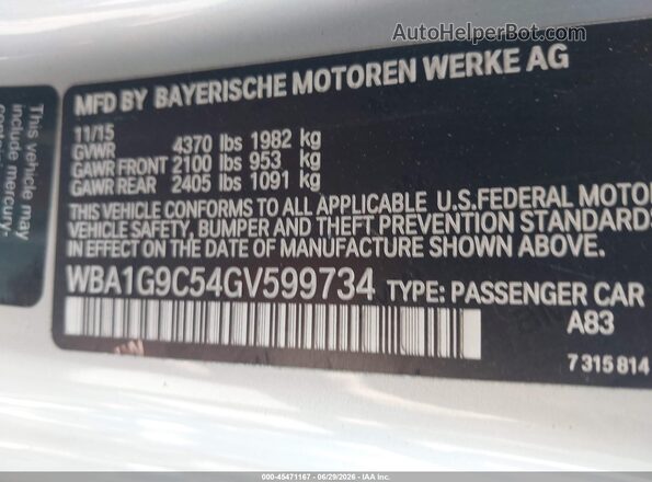 WBA1G9C54GV599734 2016 BMW 2 SERIES Silver ძრავის განყოფილების ხედი