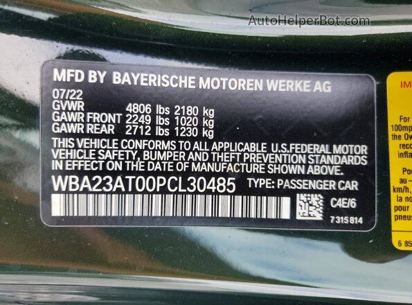 WBA23AT00PCL30485 2023 BMW 4 SERIES Green ძრავის განყოფილების ხედი