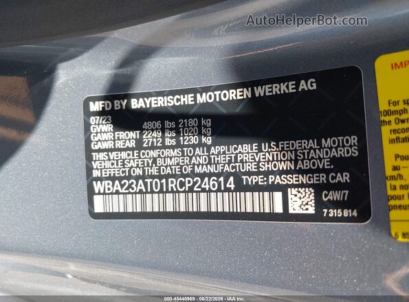 WBA23AT01RCP24614 2024 BMW 4 SERIES Gray Շարժիչի բաժամունքի տեսք